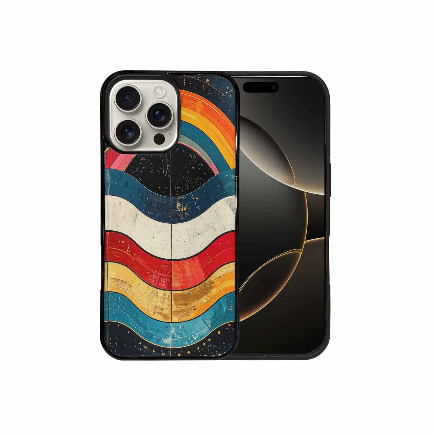 iPhone 16 Pro Max Case — Retro Wave Scallop Stripe Small Wavy, Personalized Phone Case