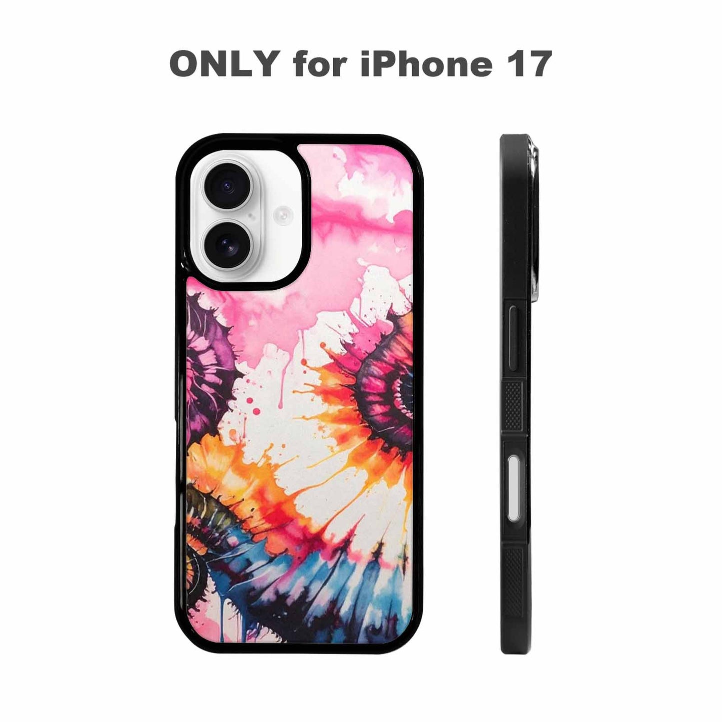 iPhone 17 Case — Tie Dye Swirls Black Tie Dye, Unique Phone Case Design