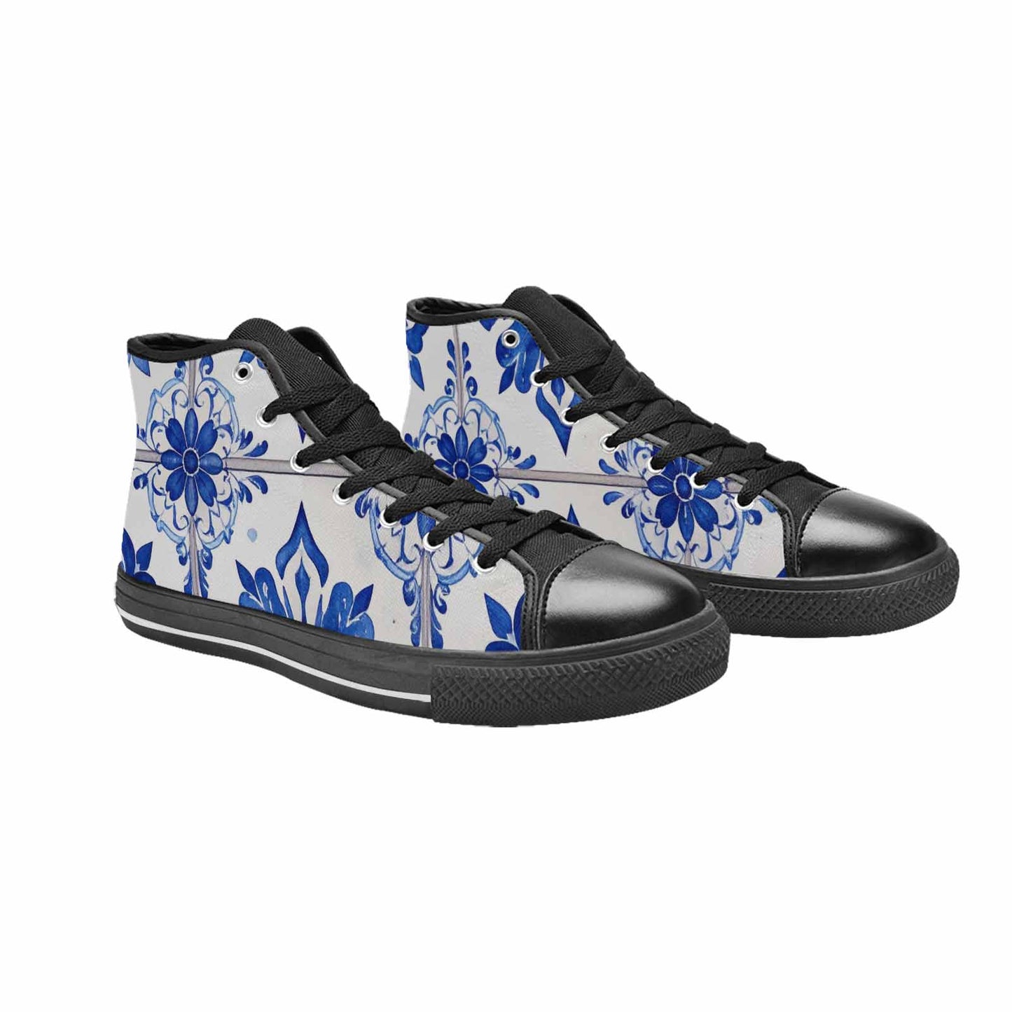 MEN'S Talavera Tile Floral High Top Canvas Grunge Custom Sneakers