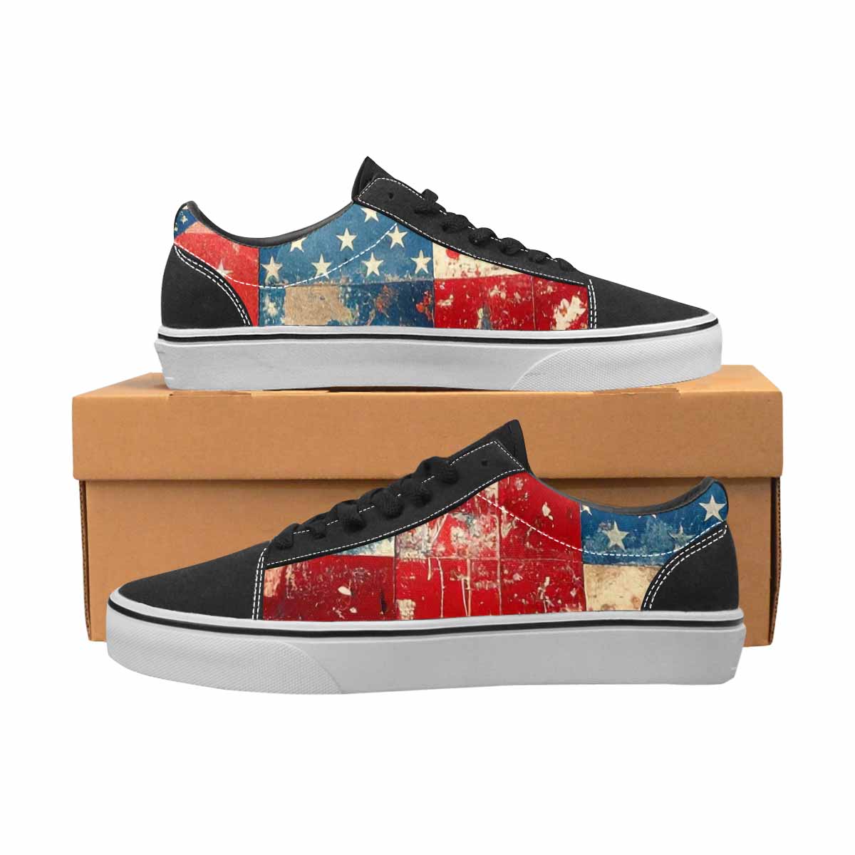 WOMEN'S American Flag Stars Canvas Lace-Up Y2K Custom Shoes