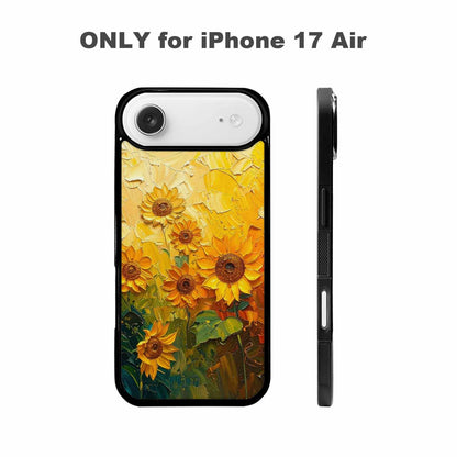 iPhone 17 Air Case — Impressionist Sunflower Brushstroke Pattern Hundreds Floral, Custom Printed Phone Case