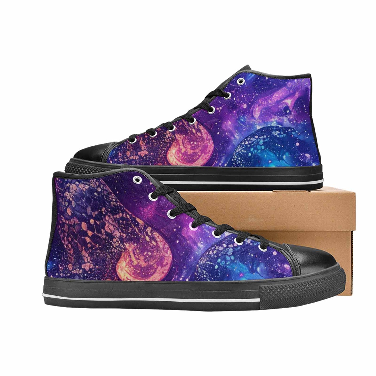 MEN'S Galaxy Snake Print High Top Canvas Aesthetic Custom Shoes
