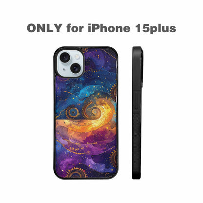 iPhone 15 Plus Case — Steampunk Galaxy Art Seamless Pattern Vibrant, Unique Phone Case Design
