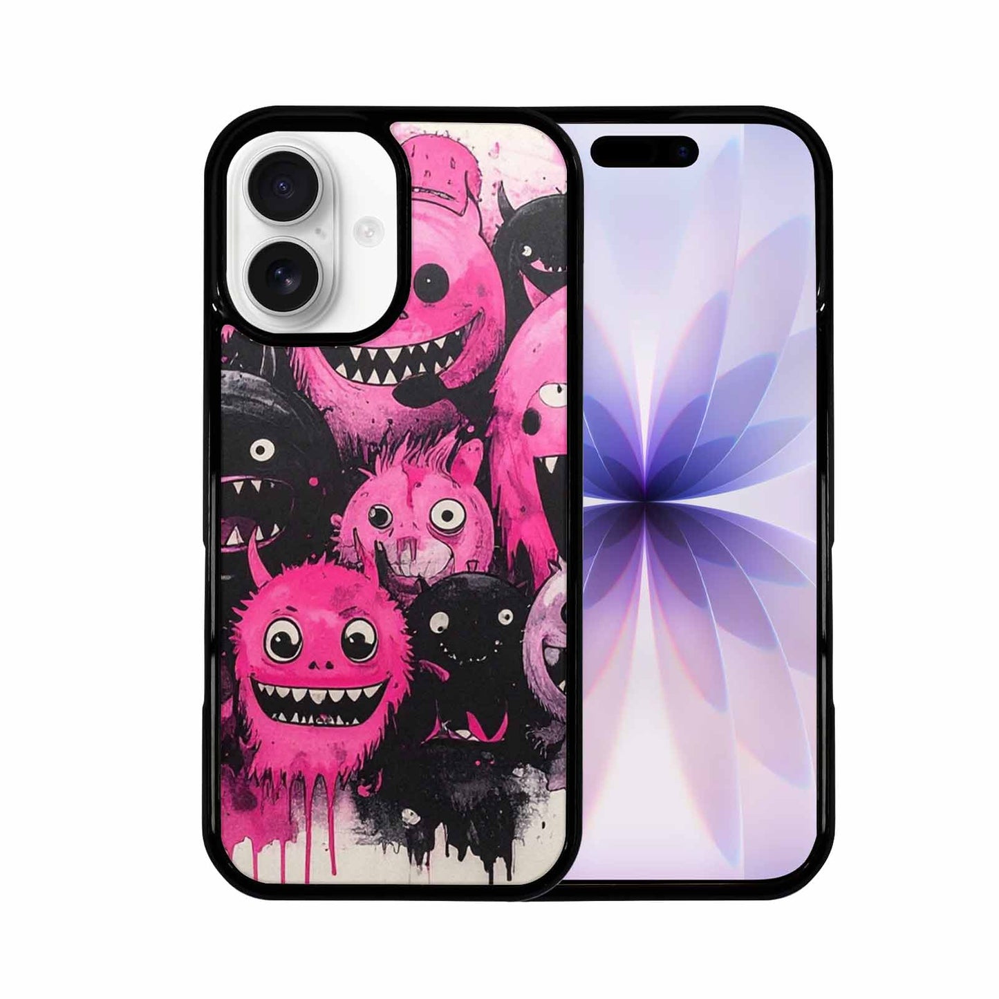 iPhone 17 Case — Black &amp; Pink Ink Cartoon Cute, Custom Printed Phone Case