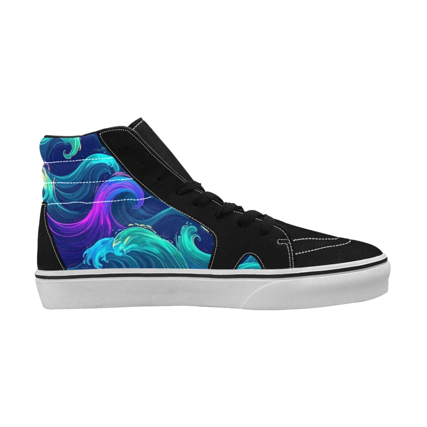 WOMEN'S Glowing Ocean Swirls High Top Skateboarding Vibrant Chaos Custom Sneakers