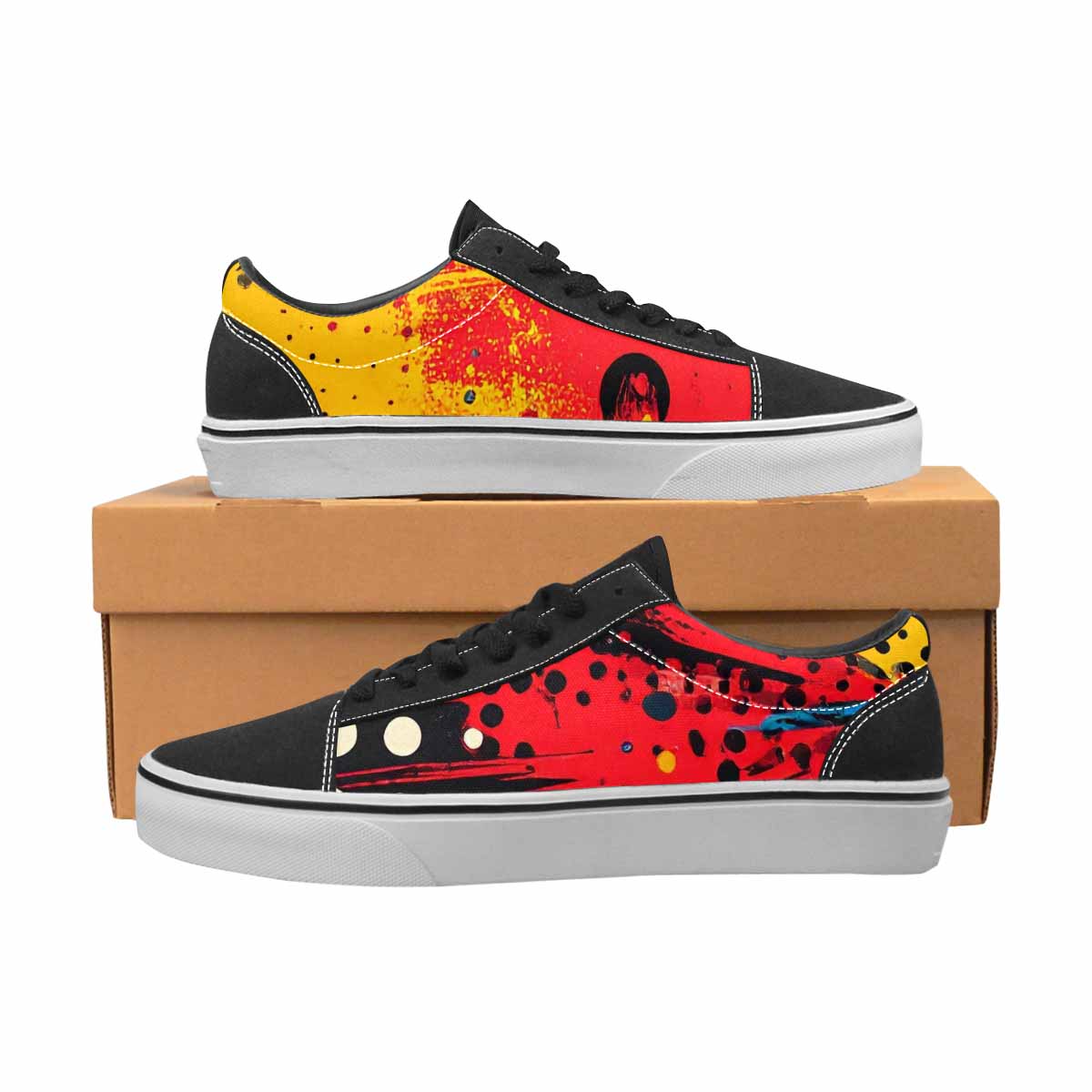WOMEN'S Comic Book Halftone Canvas Lace-Up Vibrant Chaos Shoes