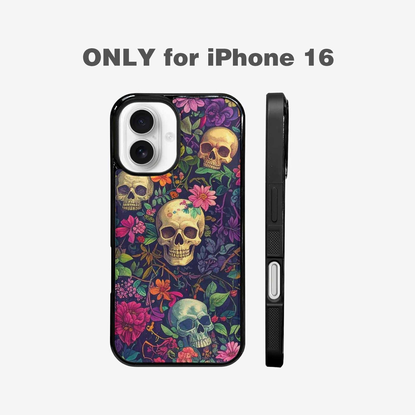 iPhone 16 Case — Skulls Botanicalskulls Pattern, Unique Phone Case Design