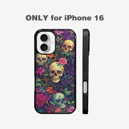iPhone 16 Case — Skulls Botanicalskulls Pattern, Unique Phone Case Design