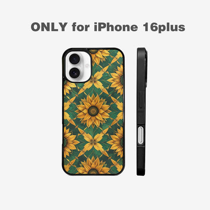 iPhone 16 Plus Case — Sunflower Mandala Kaleidoscope, Original Design Phone Case