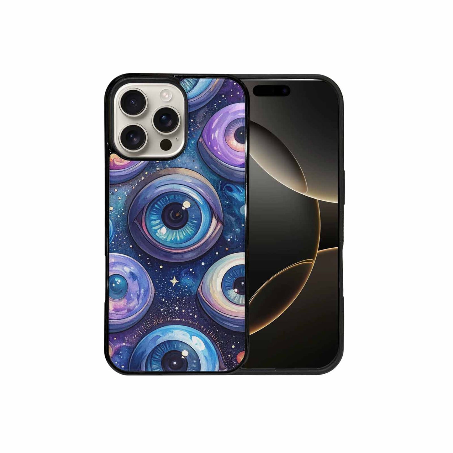 iPhone 16 Pro Max Case — Cartoon Eyeballs Galaxy Personalized Phone Cover, Custom Printed Phone Case