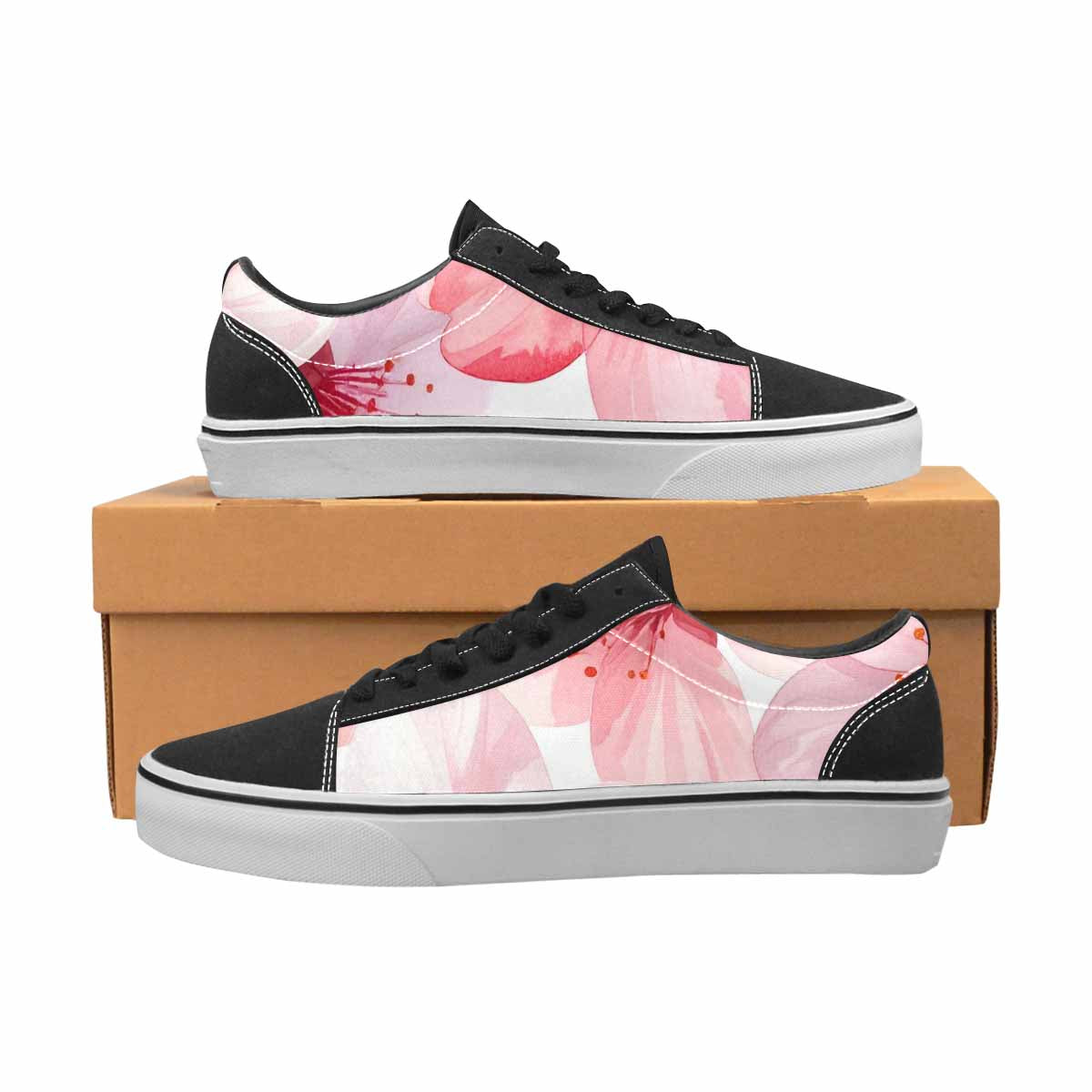WOMEN'S Japanese Cherry Blossom Canvas Lace-Up Cottagecore Custom Sneakers