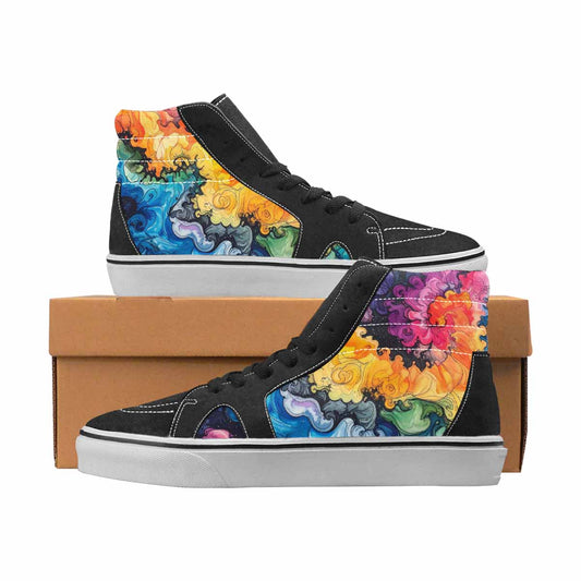WOMEN'S Tie Dye Black & Blue Ink High Top Canvas Streetwear Cottagecore All Over Print Shoes
