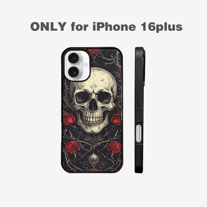 iPhone 16 Plus Case — Gothic Skulls Roses Custom, Custom Phone Case
