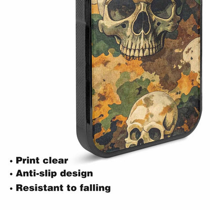 iPhone 15 Case — Military Camo Texture Combined With Distressed, Custom Printed Phone Case