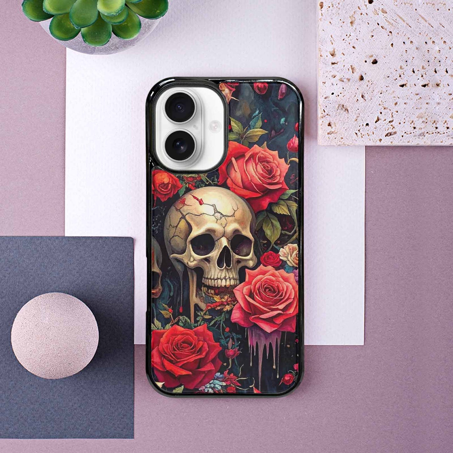iPhone 16 Case — Skulls And Rosesmelting Skulls A Agl, Custom Made Phone Cover