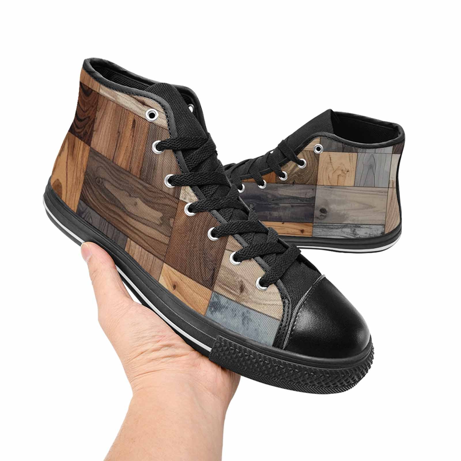 WOMEN'S Wood Grain Texture High Top Canvas Aesthetic Sneakers