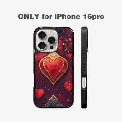 iPhone 16 Pro Case — Playing Card Suits Pattern Poker Chips, Custom Phone Case