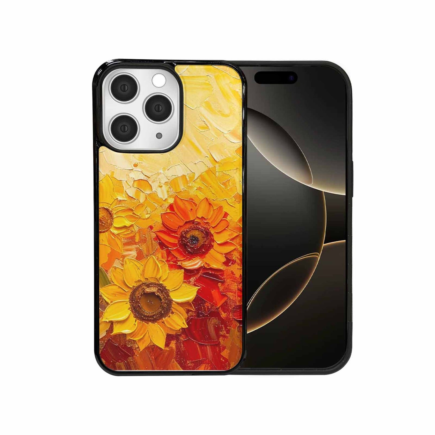 iPhone 15 Pro Max Case — Impressionist Sunflower Brushstroke Pattern Hundreds Of, Custom Made Phone Cover