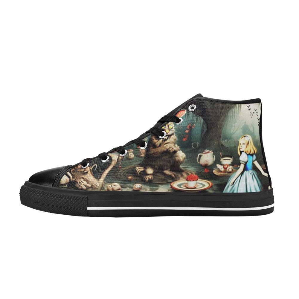 WOMEN'S Creepy World Wonderland High Top Canvas Surreal Sneakers