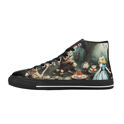 WOMEN'S Creepy World Wonderland High Top Canvas Surreal Sneakers