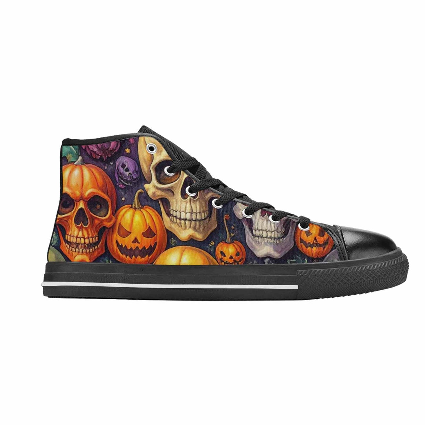 WOMEN'S Skulls - Halloween High Top Canvas Vibrant Chaos Sneakers