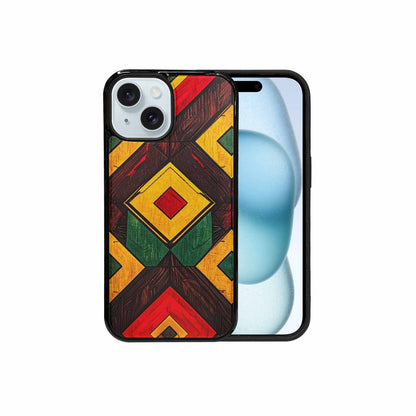 iPhone 15 Case — African Kente Cloth Inspired Pattern Geometric, Custom Made Phone Cover