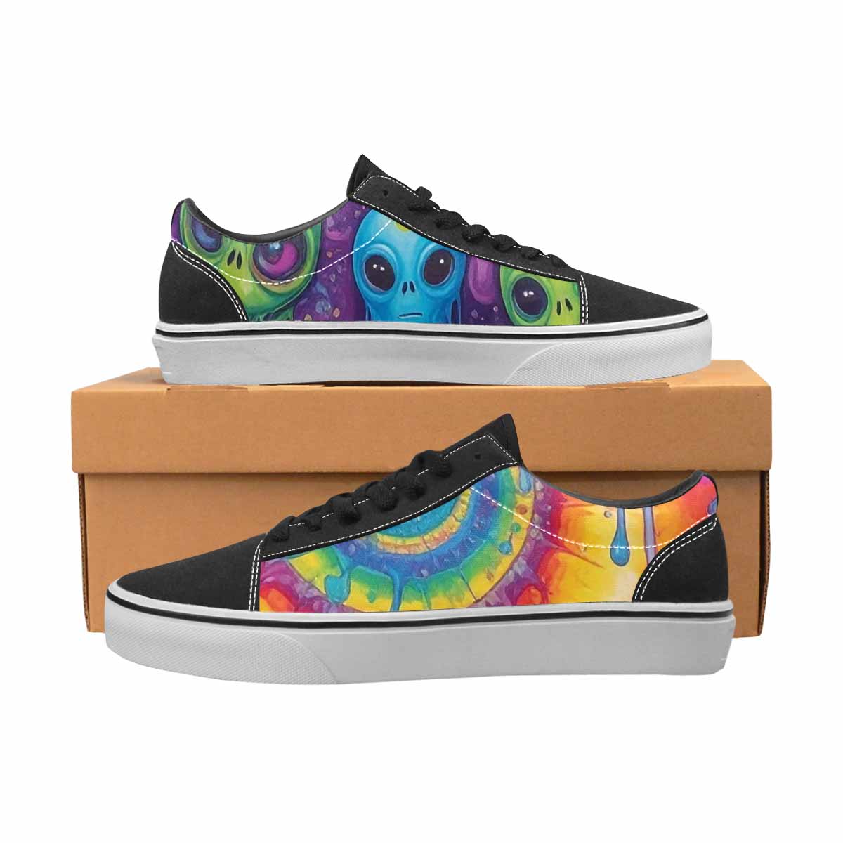 WOMEN'S Aliens  Tie Dye Lace-Up Canvas Vibrant Chaos Sneakers
