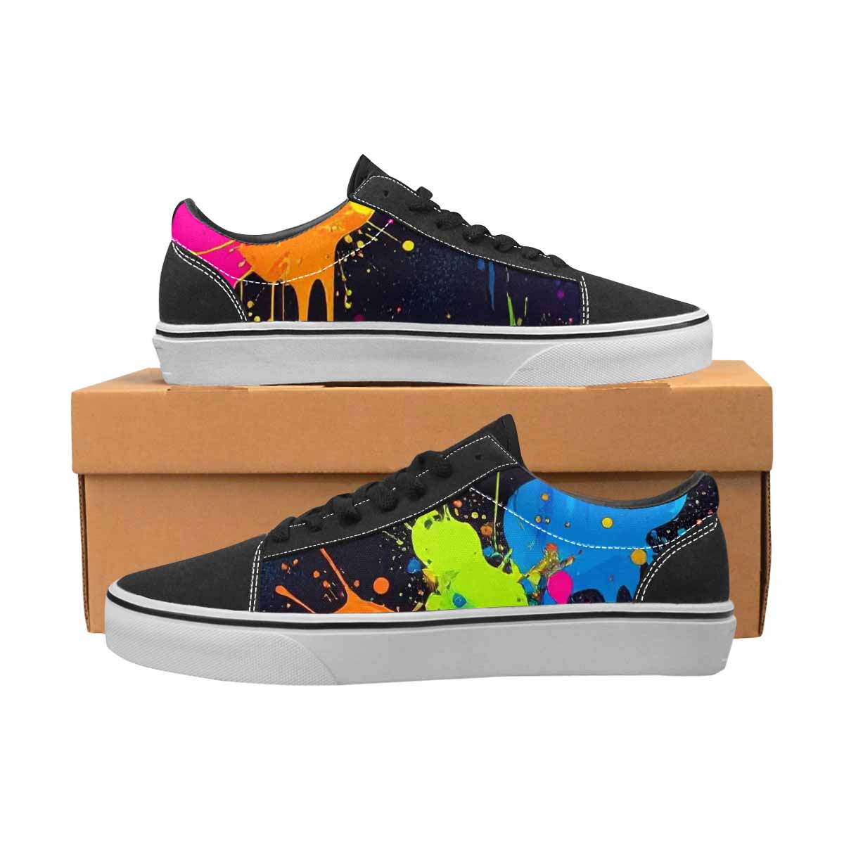 MEN'S Paint Splatter Canvas Lace-Up Vibrant Chaos Custom Shoes