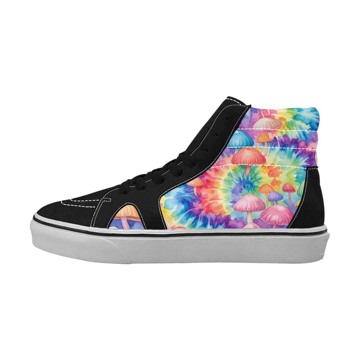 MEN'S Mushrooms  Tie Dye High Top Canvas Cottagecore Custom Sneakers