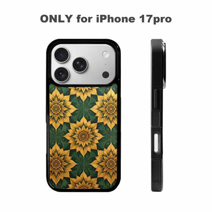 iPhone 17 Pro Case — Sunflower Mandala Kaleidoscope Floral, Customized Protective Case