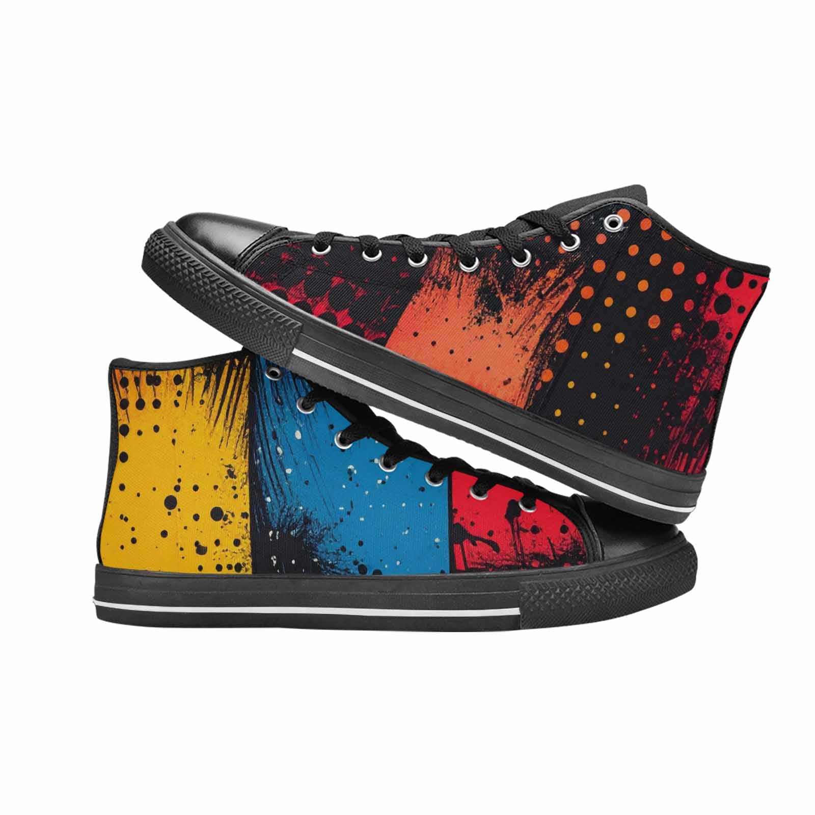 WOMEN'S Comic Book Halftone High Top Canvas Dark Academia Custom Shoes