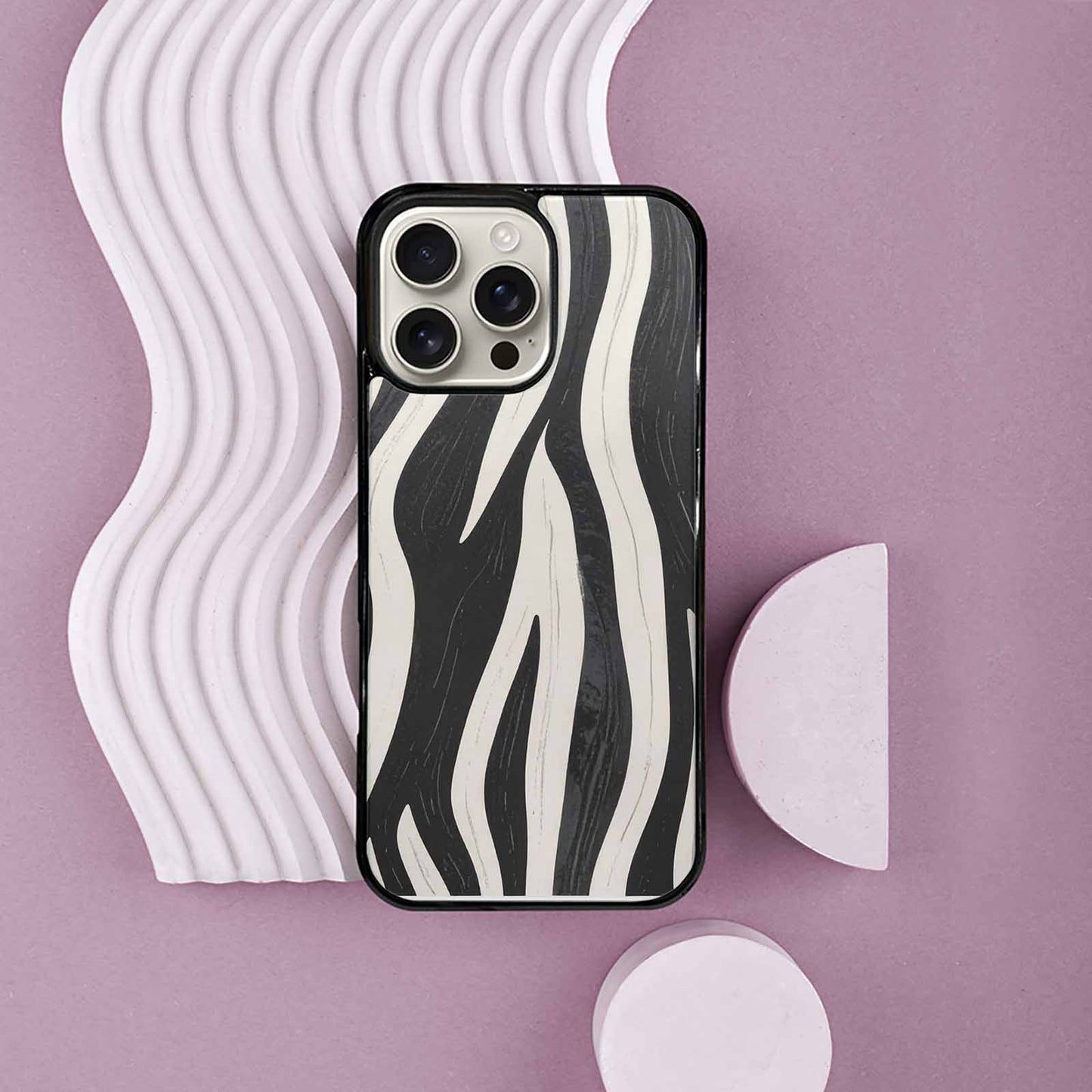 iPhone 16 Pro Max Case — Modern Zebra Stripe Print Crisp Black, Custom Phone Case