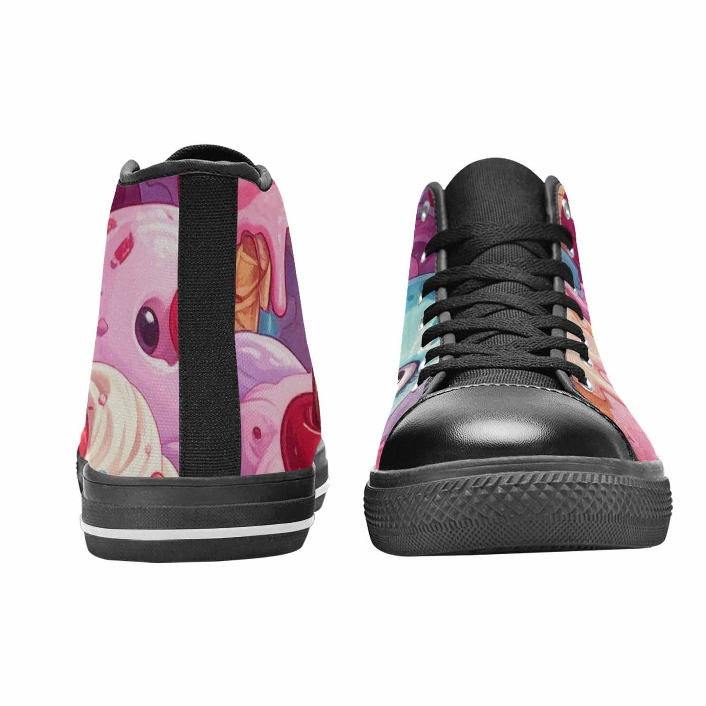 MEN'S Melting Icecream Monster Cherry High Top Canvas Wallpaper Art Shoes
