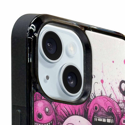 iPhone 15 Case — Monsters General Black Pink Ink Cartoon, Custom Phone Case