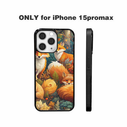 iPhone 15 Pro Max Case — Fox Forest Fox Forest Pattern Hundreds, Custom Printed Phone Case