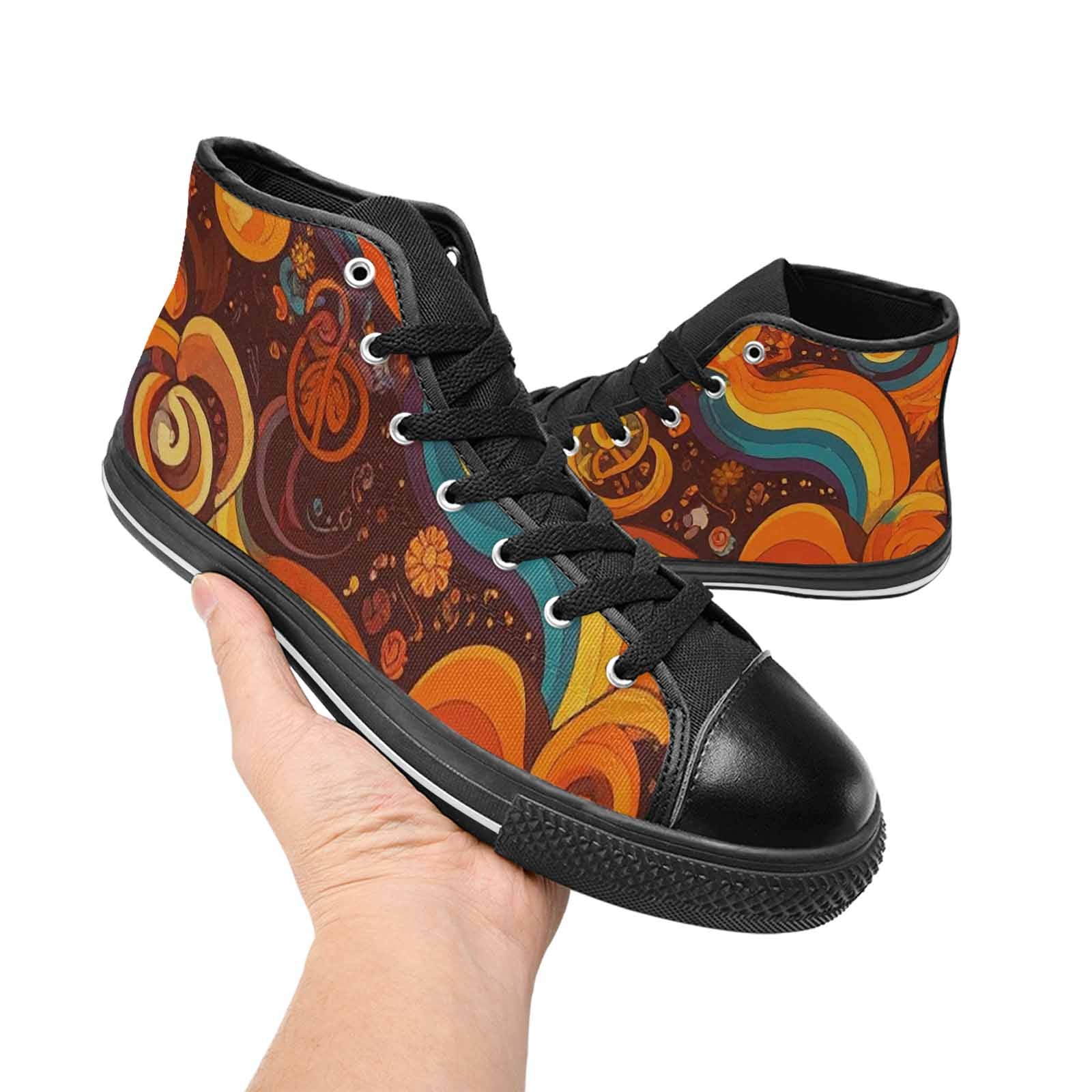 MEN'S Groovy 70S Peace High Top Canvas Surreal Shoes