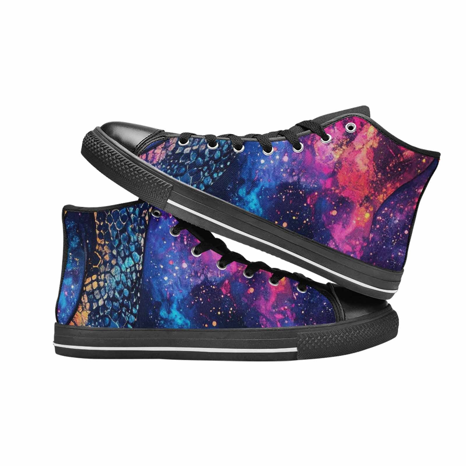 WOMEN'S Galaxy Snake Print High Top Canvas Surreal Custom Shoes