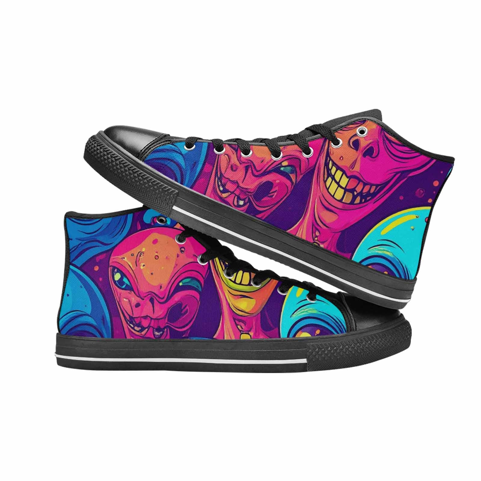 WOMEN'S Alien Ufo Cartoon High Top Canvas Dreamcore Sneakers