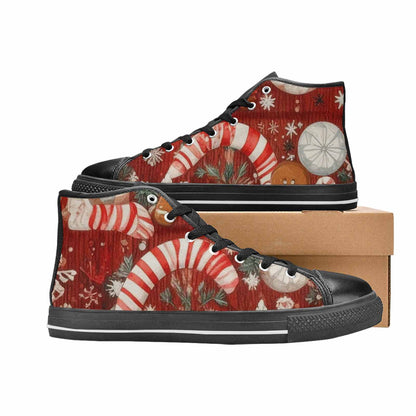 WOMEN'S Christmas Holly Snowflake High Top Canvas Cottagecore Shoes