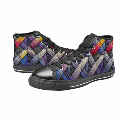 MEN'S Asexual Flag Color High Top Canvas Neon Fantasy Custom Sneakers