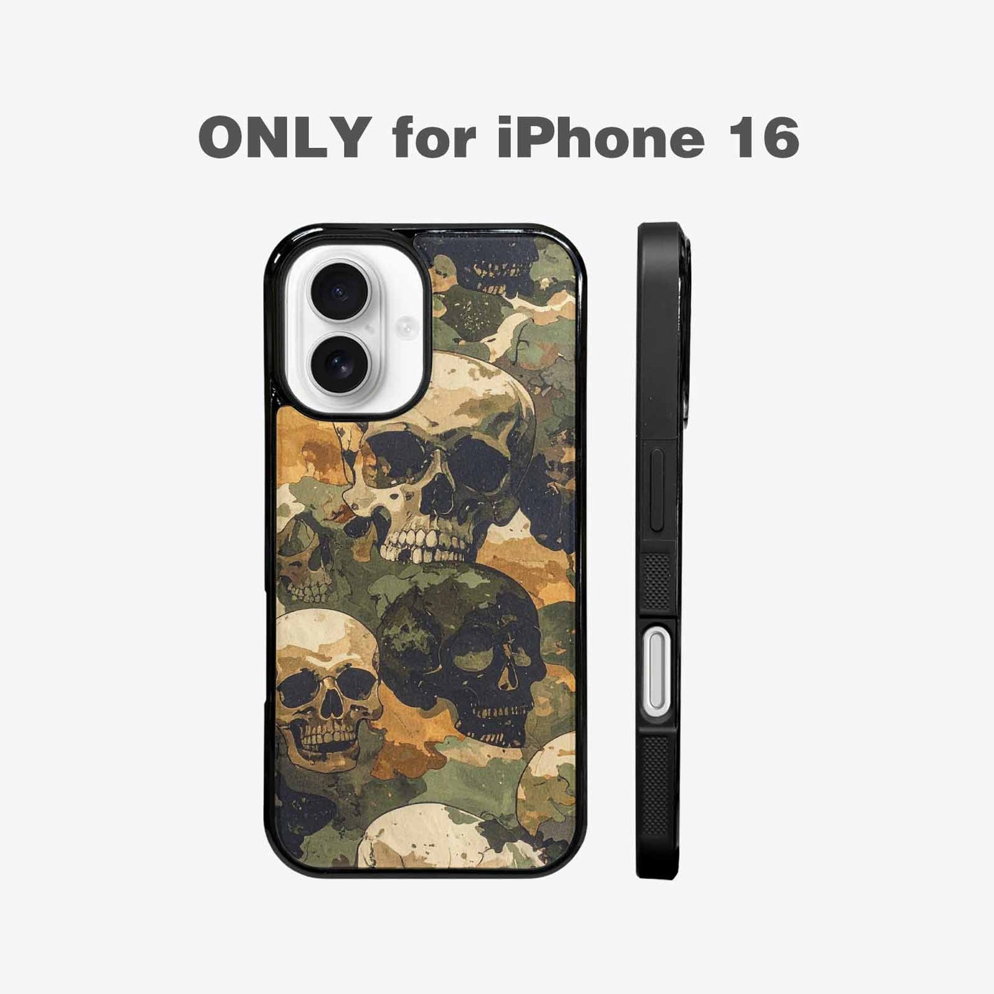 iPhone 16 Case — Military Camo Skull, Custom Print Case Cover