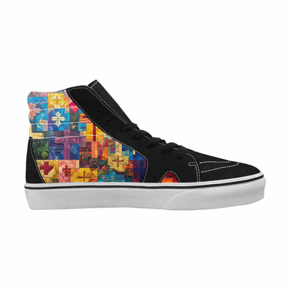 MEN'S Faith Cross High Top Canvas Wallpaper Art Custom Sneakers