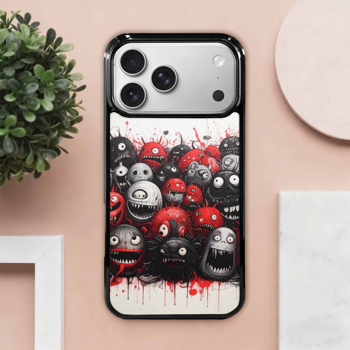 iPhone 17 Pro Max Case — Black &amp; Red Ink Cartoon Cute, Custom Designed Case Cover