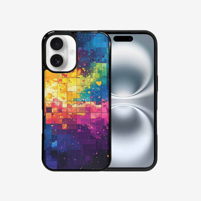 iPhone 16 Case — Pixel Art 8 Bit Burst Pattern, Custom Art Phone Cover