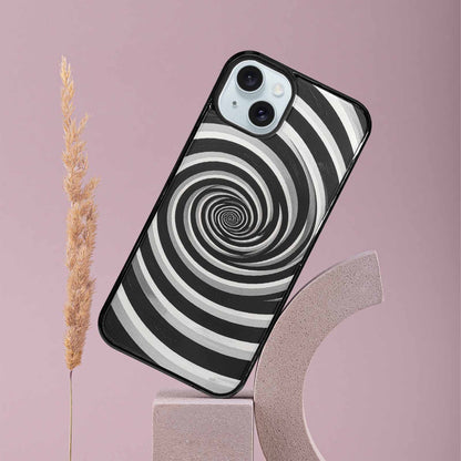 iPhone 15 Plus Case — Hypnotic Spiral Optical Illusion Motif High, Original Design Phone Case