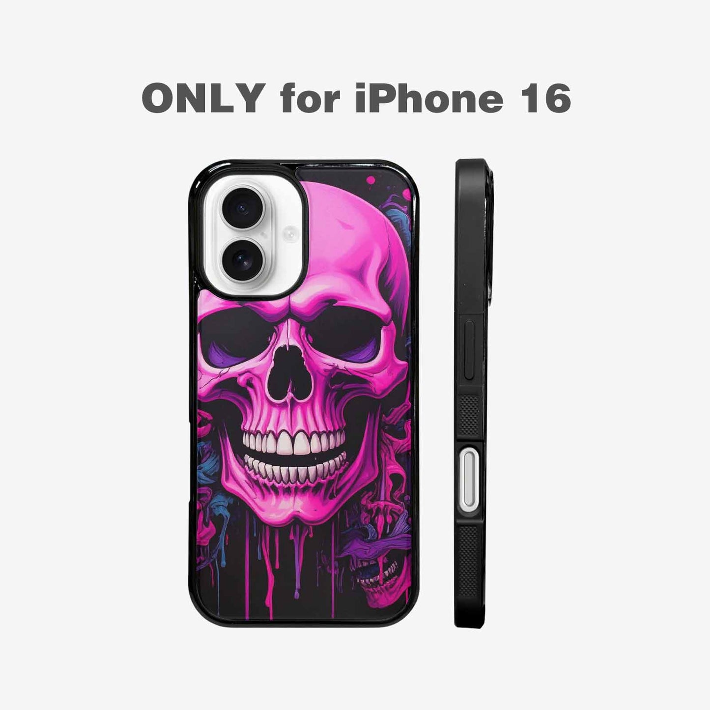 iPhone 16 Case — Pink Purple Skeletons Neon Drip Melting, Customized Protective Case