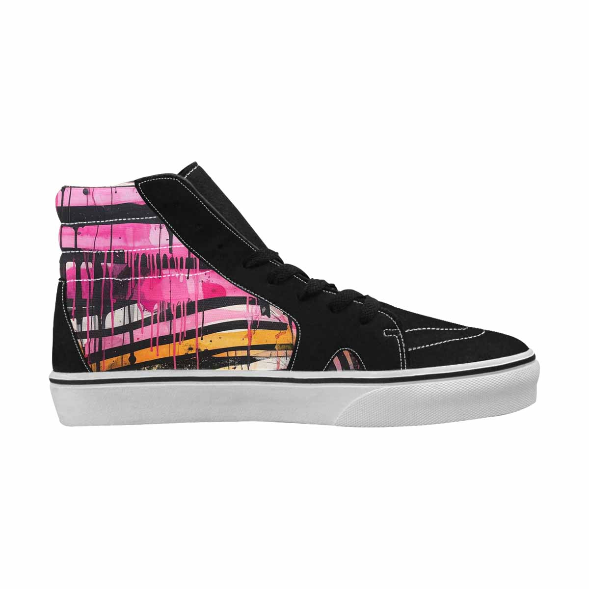 MEN'S Zebra Stripe Burst High Top Canvas Grunge Shoes