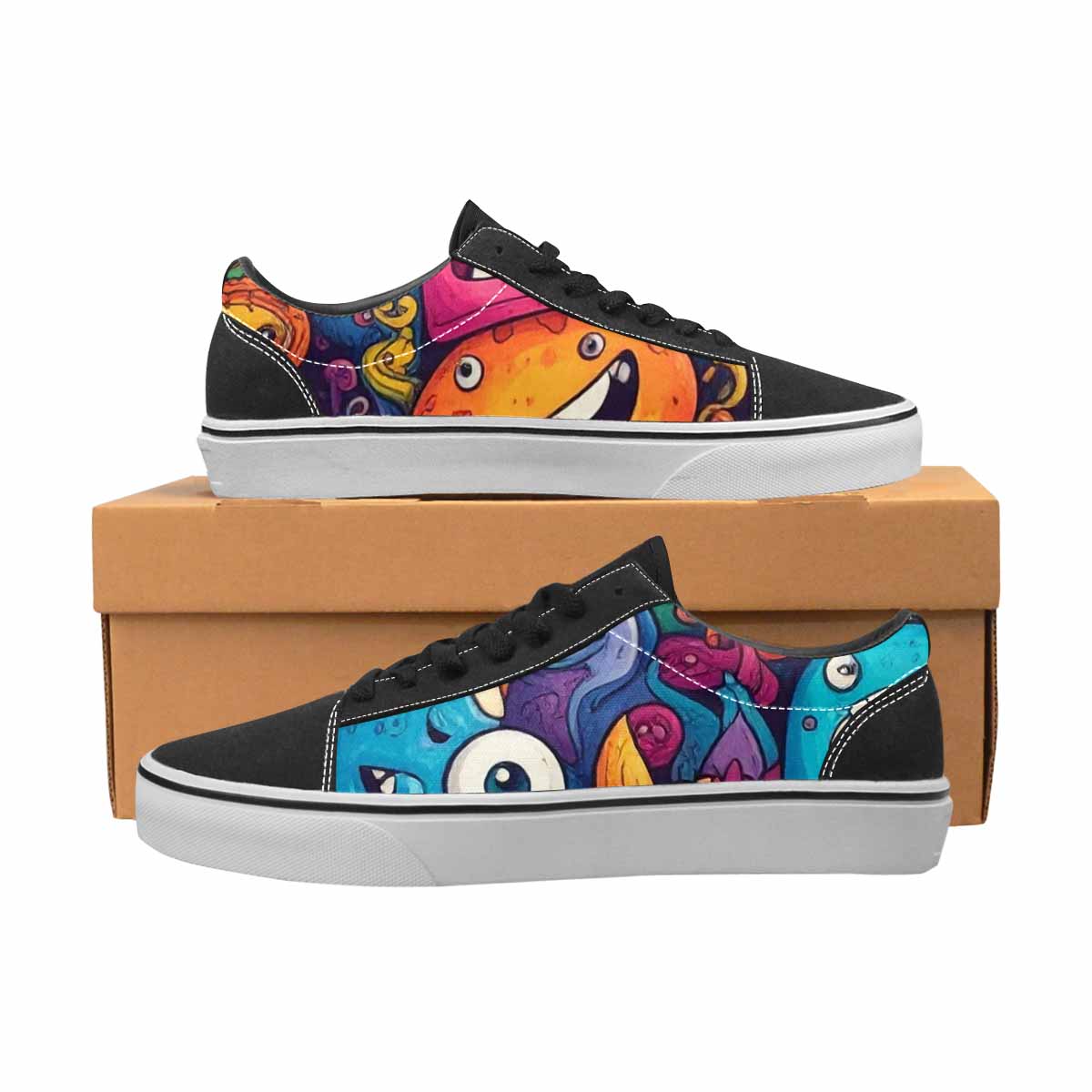 MEN'S Cartoon Monster Character Canvas Lace-Up Wallpaper Art Custom Sneakers