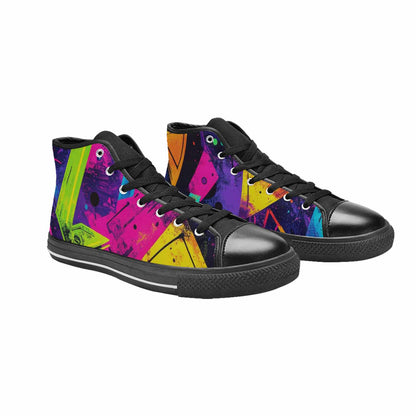 WOMEN'S Memphis Squiggles Triangles Dots High Top Canvas Grunge Sneakers