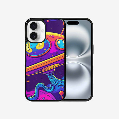 iPhone 16 Case — Alien Ufo Cartoon Art Pattern Groovy, Personalized Phone Case